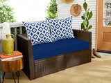 Idee- Home Outdoor Couch Cushions Rhombus Dark Cerulean on Double Rattan Chair
