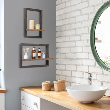 Bathroom Walls Using idee-home Wooden Floating Shelves