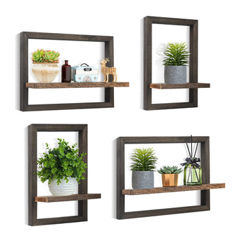 The black idee-home Wooden Floating Shelves