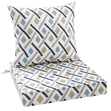 Idee- Home Outdoor Couch Cushions Ikat Geo Cushion, solid color cushion in same color