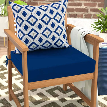 Idee- Home replacement cushions for outdoor furniture Rhombus Dark Cerulean on Wooden Chair