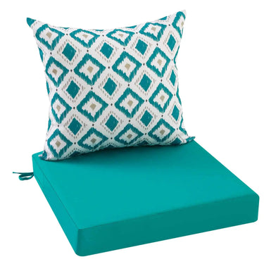 Idee- Home Outdoor Couch Cushions Rhombus Peacock Blue Cushion, solid color cushion in same color