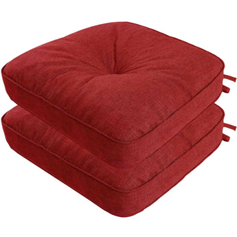 idee-home Outdoor Chair Cushion-Crushed Foam Padding-Red-Pack of 2