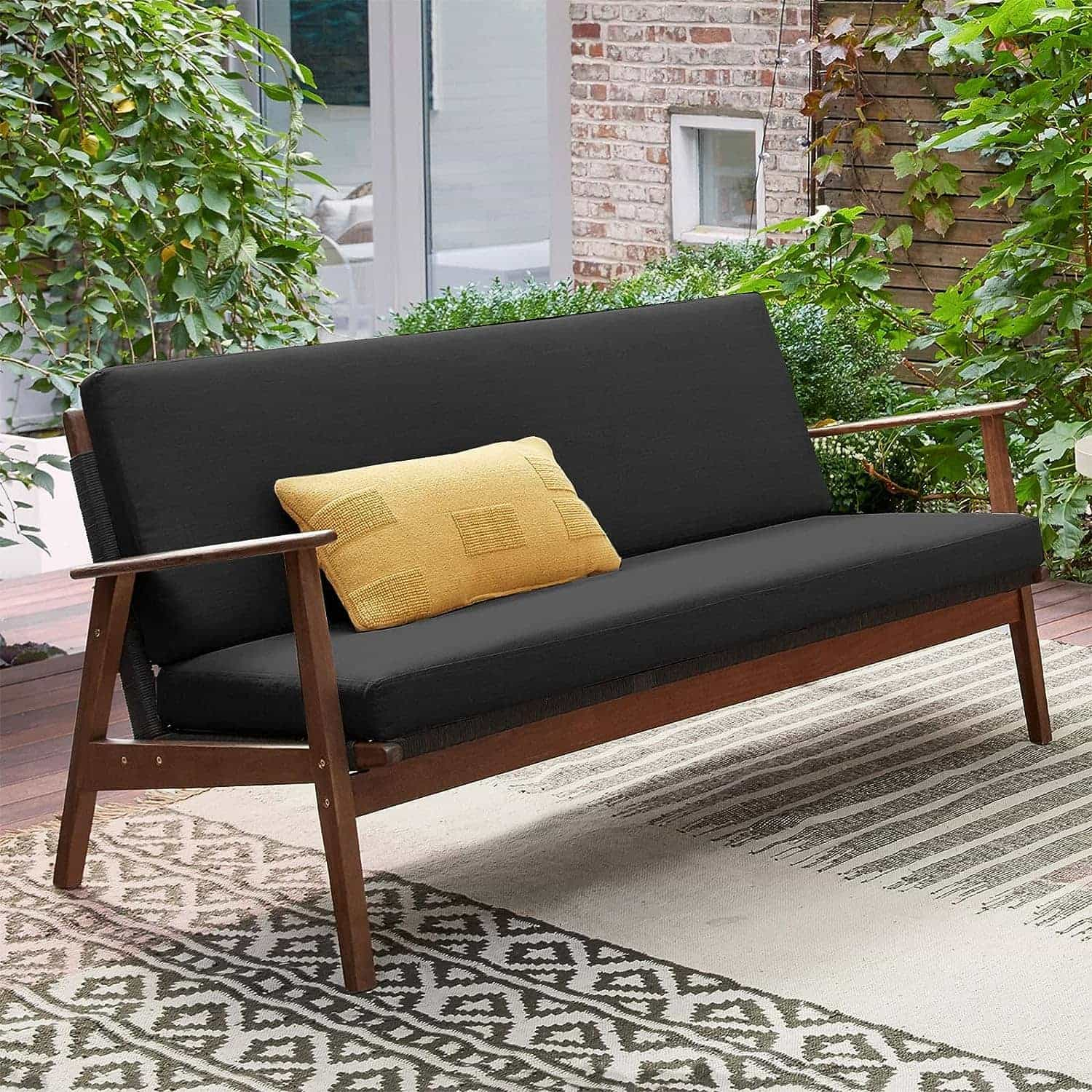 Idee-home Outdoor Loveseat Cushions on Park Bench