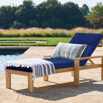 Idee-home Dark Cerulean Outdoor Chaise Lounge Cushions Self-strapping straps